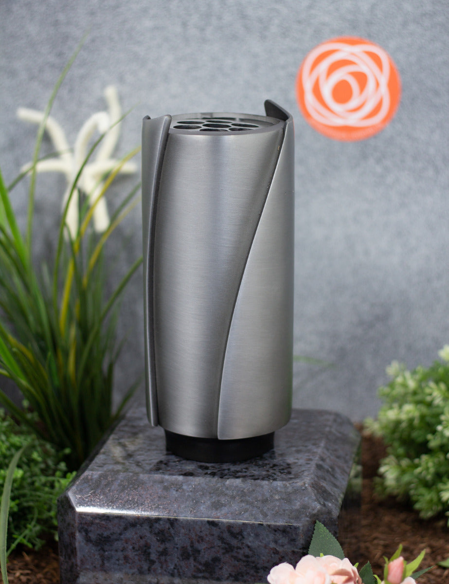 Grabvase Aluminium rund