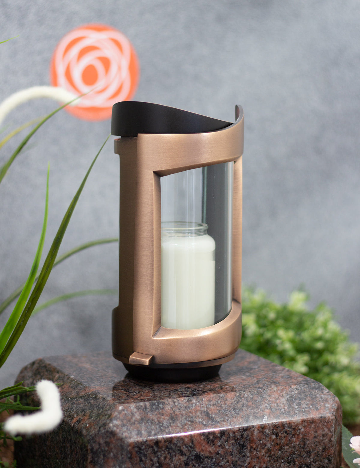 Grablampe Bronze rund klein – grabschmuckzentrum
