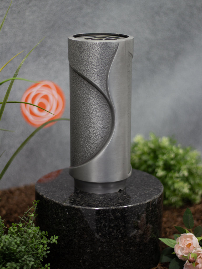 Grabvase Aluminium rund