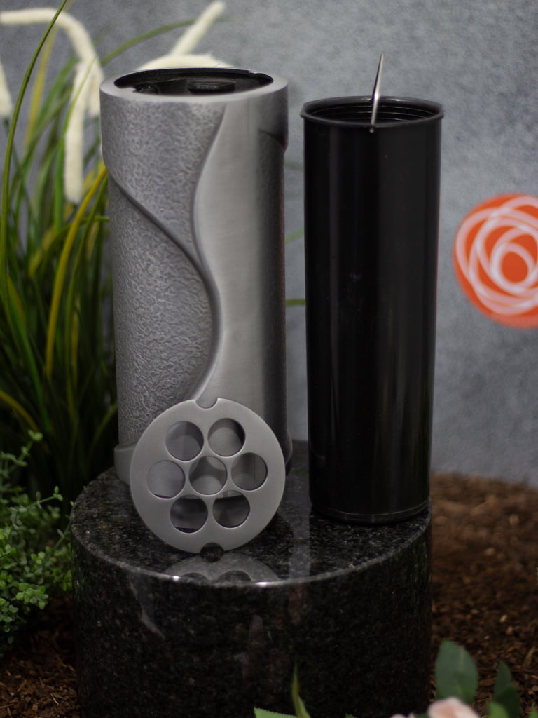 Grabvase Aluminium rund