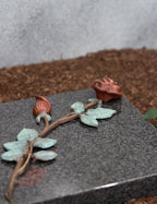 Rose Bronze groß mit farbiger Patinierung 37 cm
