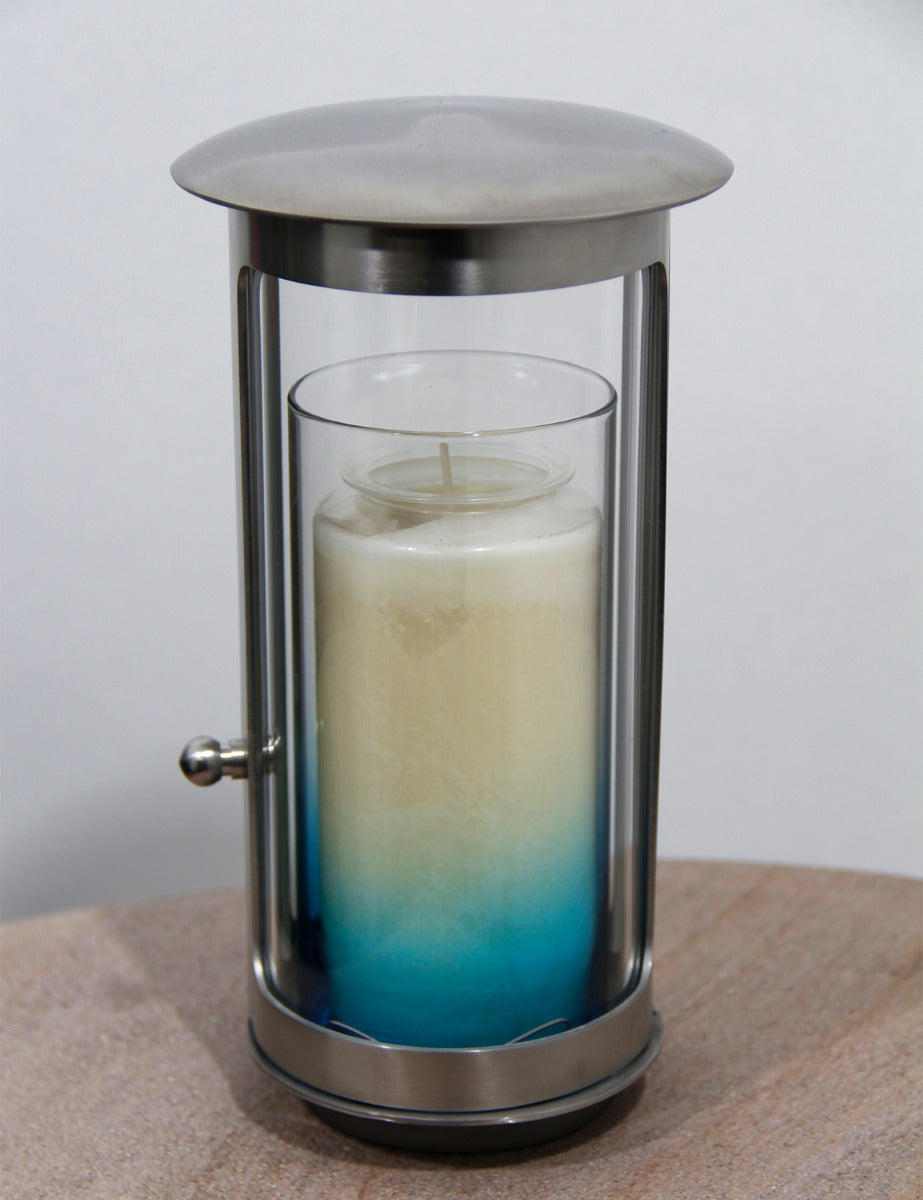 Lampenschutzglas mit blauem Farbverlauf